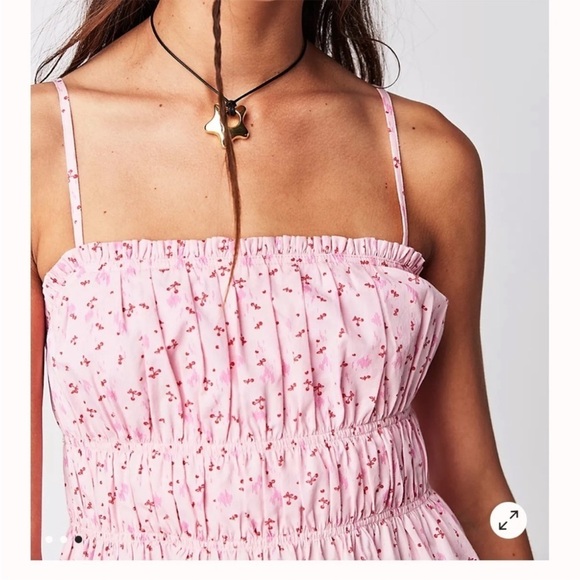 Free People Gabby Mini Dress Pink Floral Print A Line Pockets Sz M NEW - Picture 3 of 15